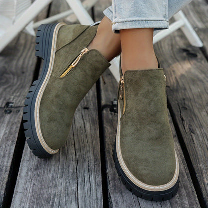 Green ELARA ankle boots viewed from above