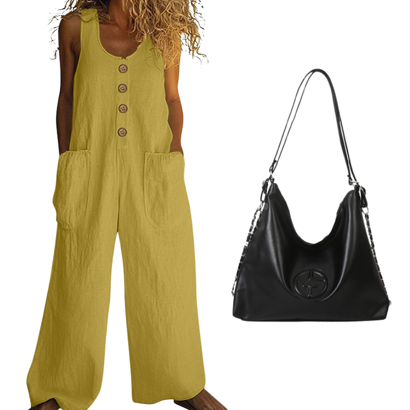 Women's Sleeveless Wide-Leg Jumpsuit with Side Pockets