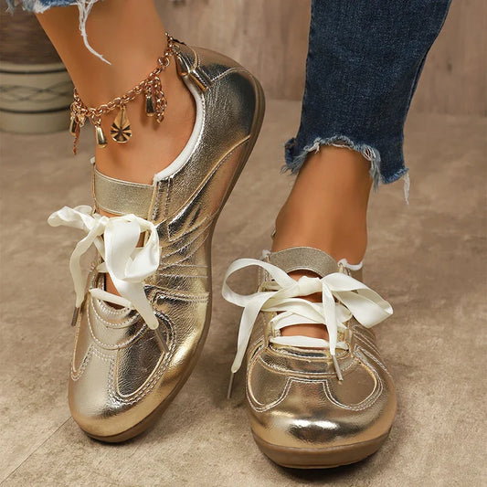 Cleo Metallic Ribbon Sneakers