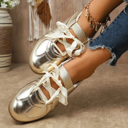 Cleo Metallic Ribbon Sneakers