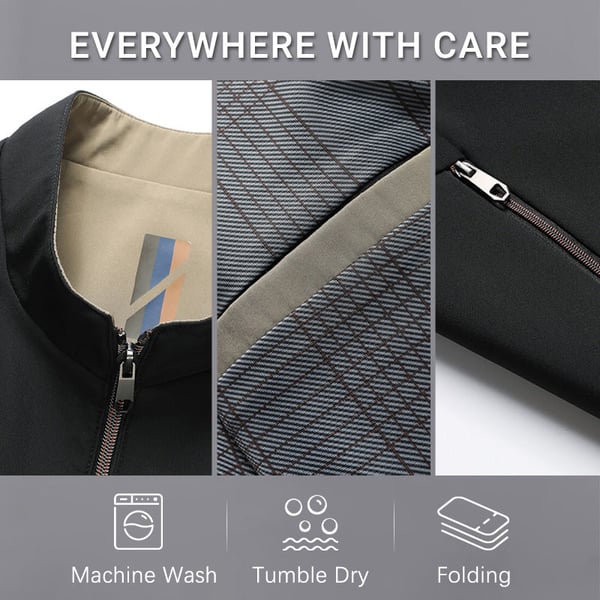 Men's Stand Collar Zip Jacket — Lightweight Casual Fit