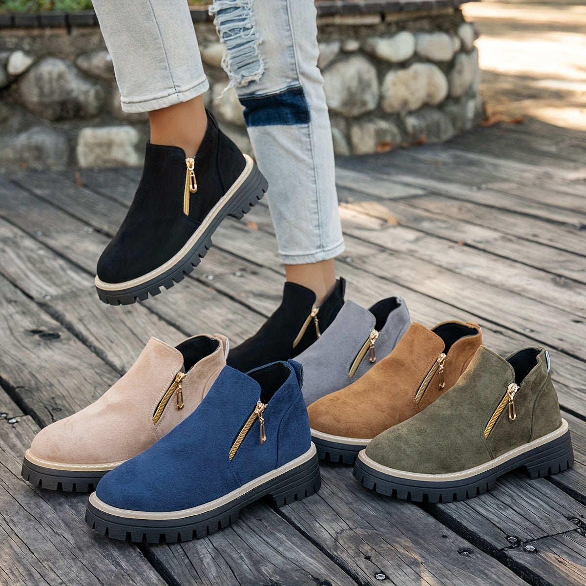 ELARA ankle boots worn in black with other colour options displayed