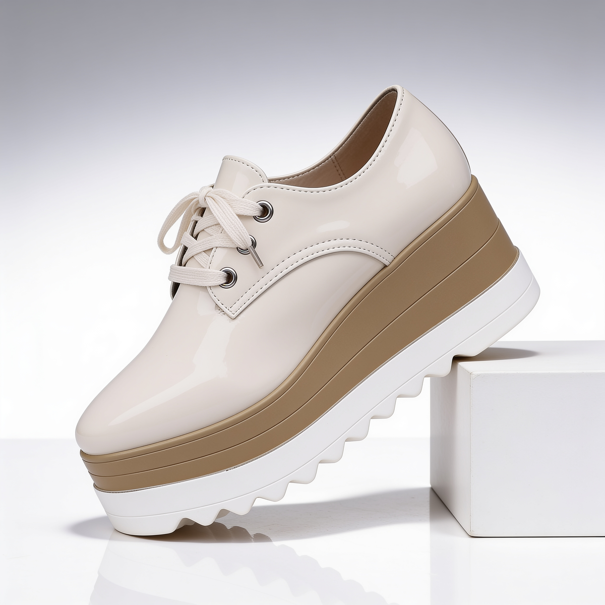 SOFIA Comfort Platform Shoes in Cream, product studio shot