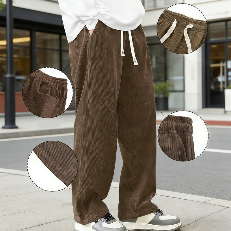 Men's Relaxed-Fit Drawstring Trousers with Side Pockets