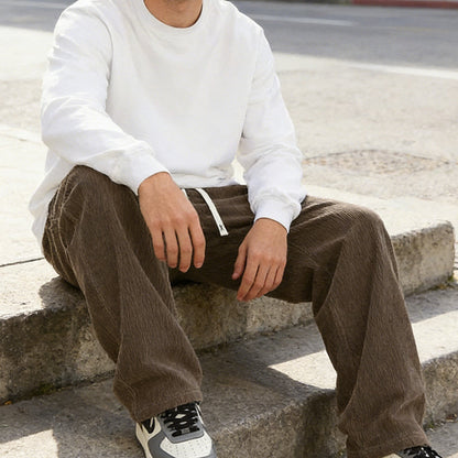 Men's Relaxed-Fit Drawstring Trousers with Side Pockets