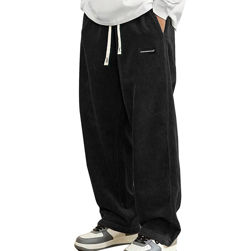 Men's Relaxed-Fit Drawstring Trousers with Side Pockets