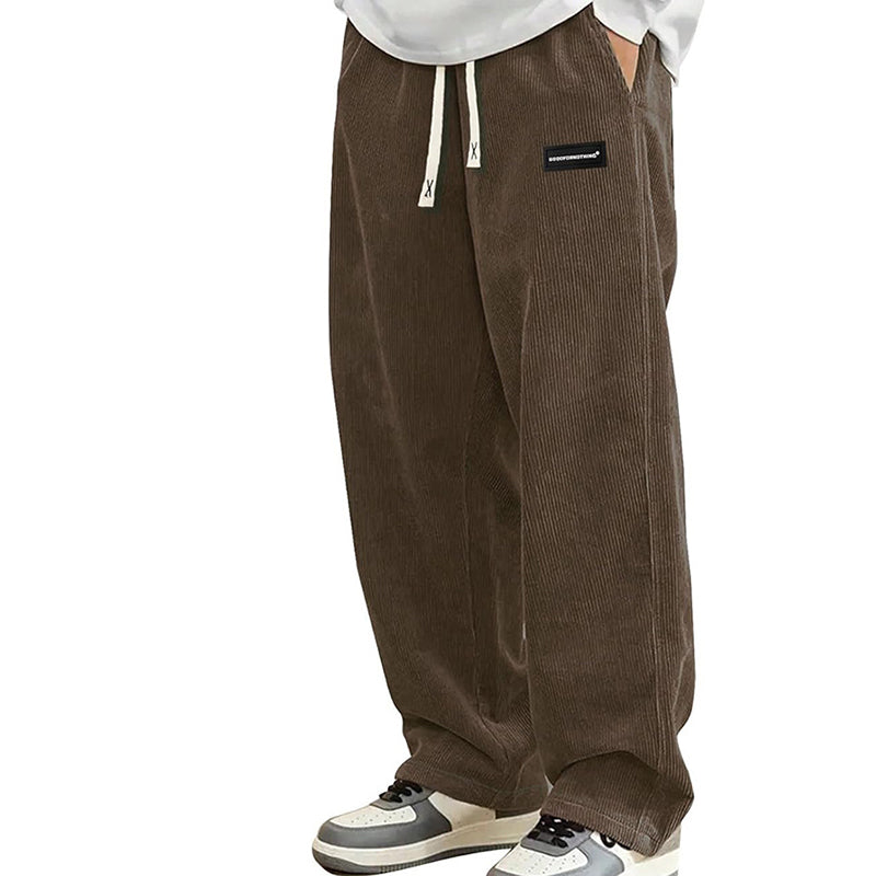Men's Relaxed-Fit Drawstring Trousers with Side Pockets