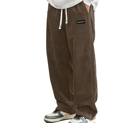 Men's Relaxed-Fit Drawstring Trousers with Side Pockets