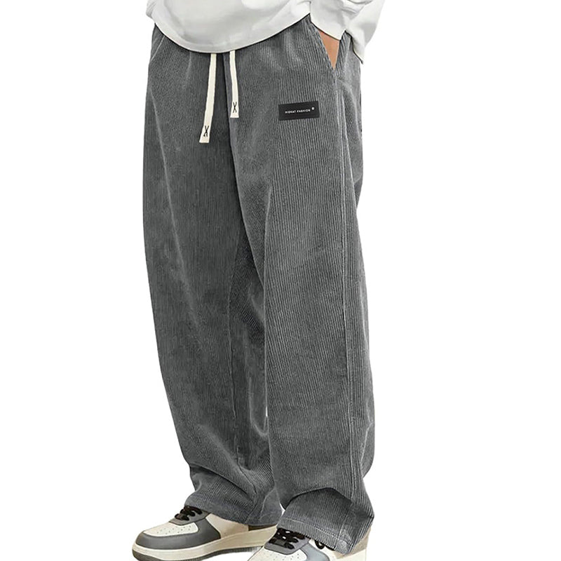 Men's Relaxed-Fit Drawstring Trousers with Side Pockets