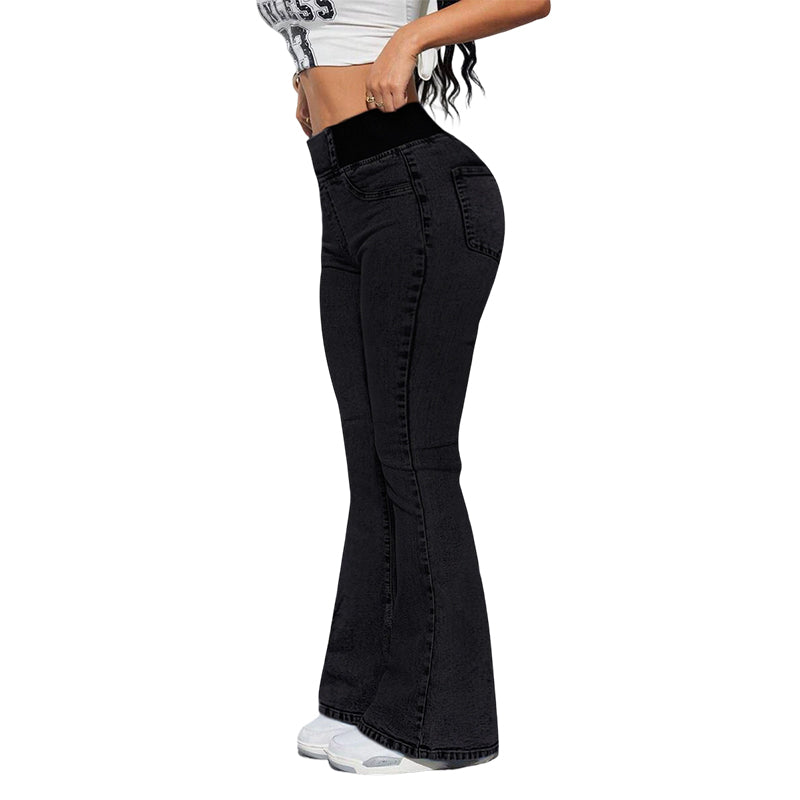 Women's high-waisted flared jeans made of stretch denim