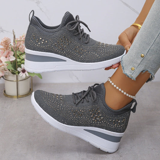 Women's Rhinestone Embellished Mesh Trainers