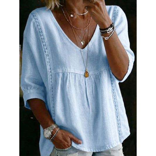 Lace Trim V-Neck Top