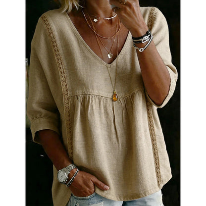 Lace Trim V-Neck Top