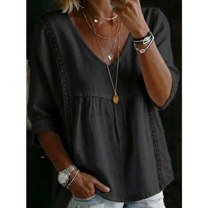 Lace Trim V-Neck Top